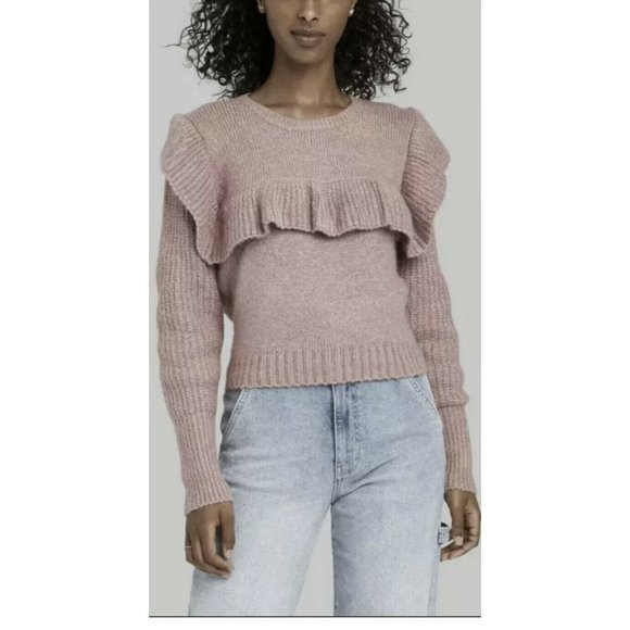 wild fable Sweaters - Wild Fable-Women's Crewneck Ruffle Pullover Sweater-Mauve Medium New